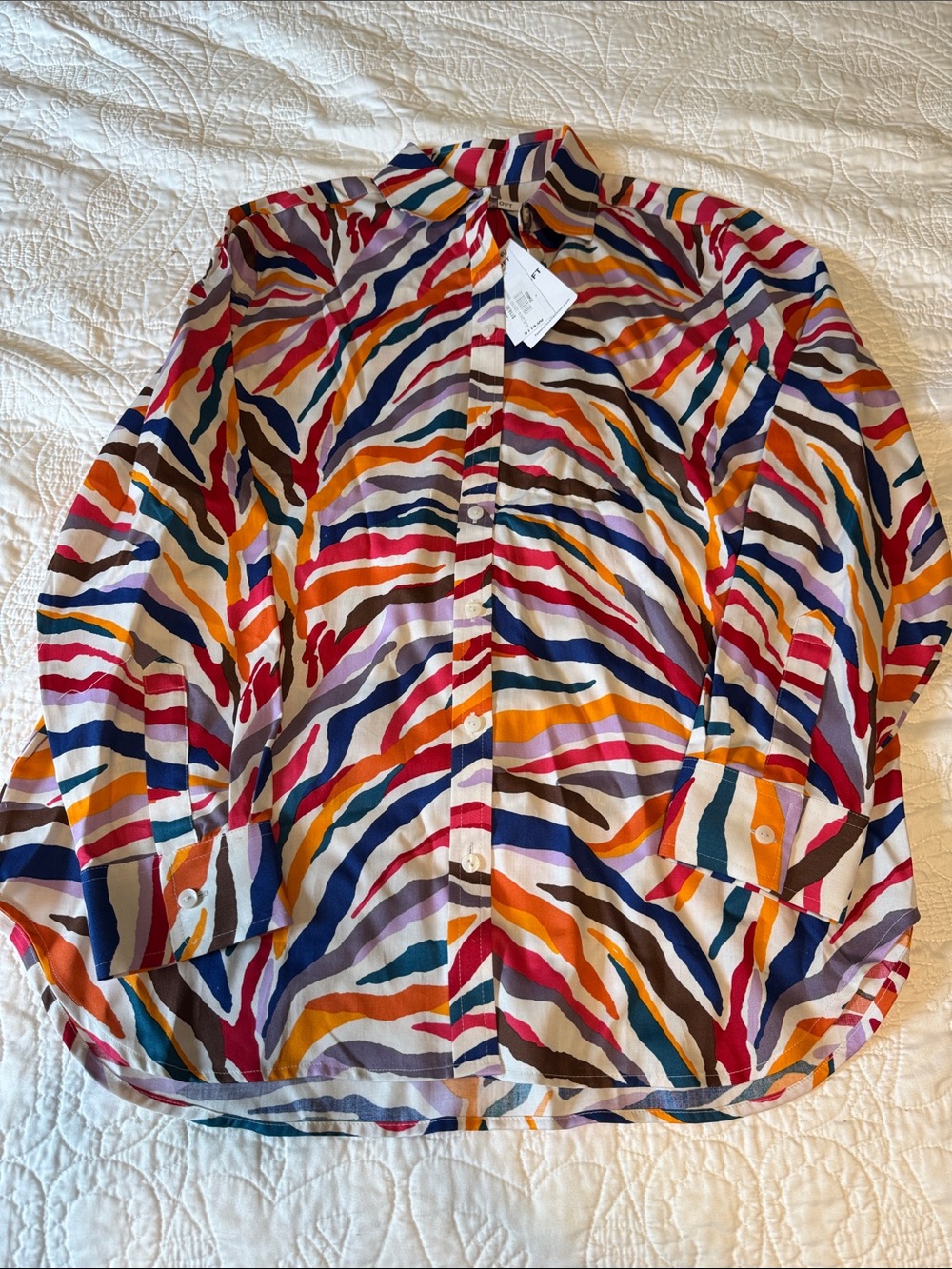 FOXCROFT multi-zebra button-up